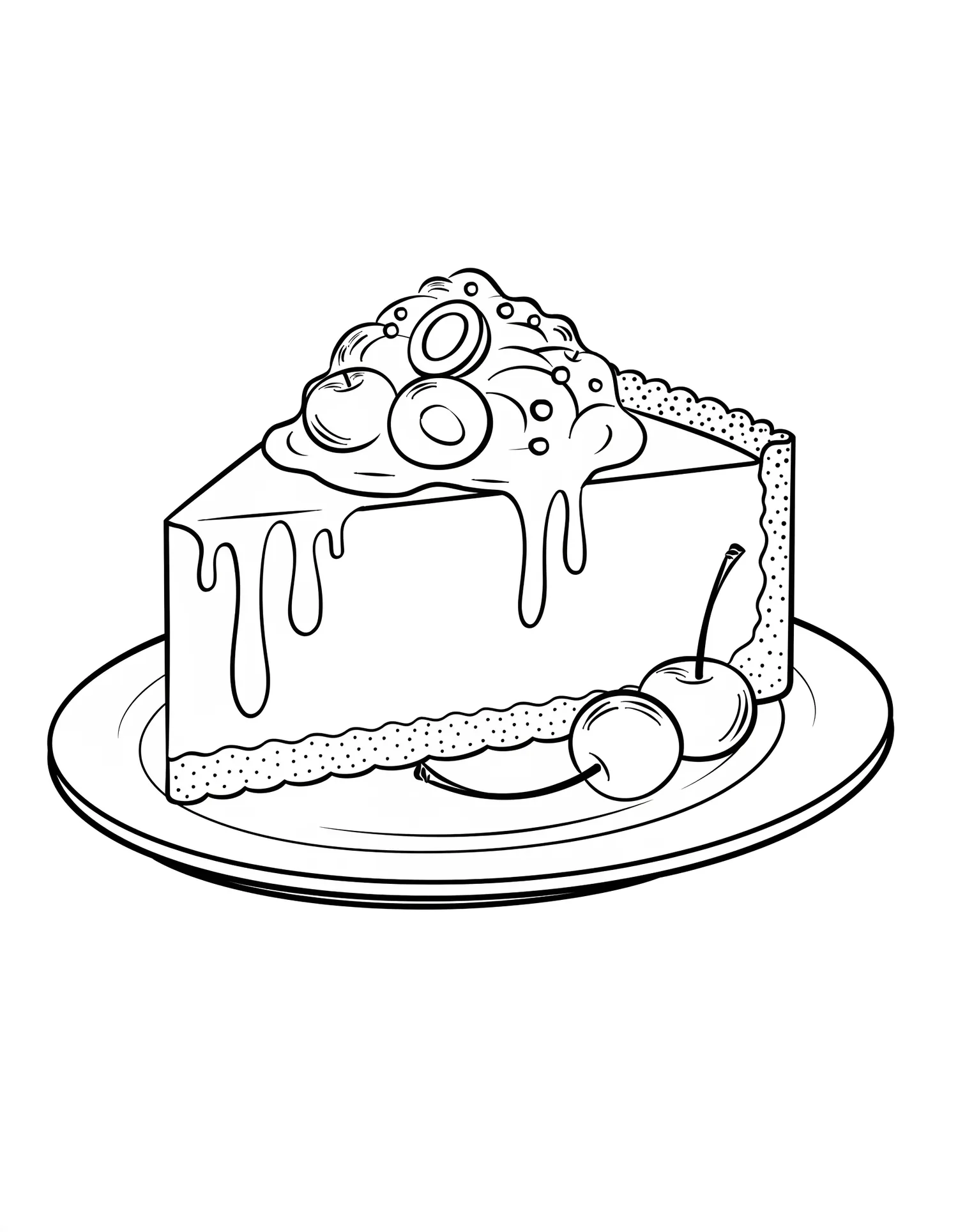 Cheesecake aux Cerises, Coloriage pâtisserie à imprimer gratuitement